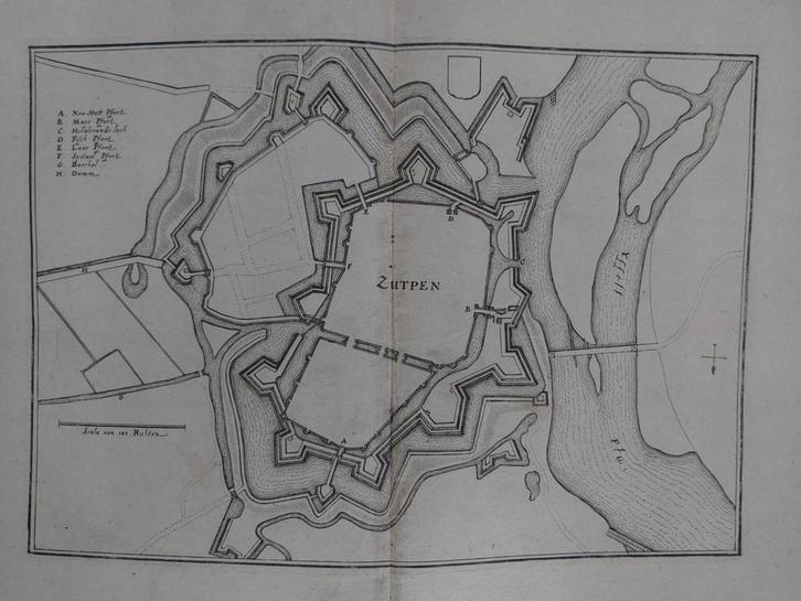 21 / Plattegrond Zutphen Gravure uit 1659 van C. Merian, Antiek en Kunst, Kunst | Etsen en Gravures, Ophalen of Verzenden