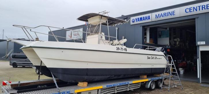 Seacat 23 2x 115 pk viertakt Mercury, Watersport en Boten, Vis- en Consoleboten, Gebruikt, 70 pk of meer, 3 tot 6 meter, Benzine