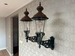 2 Klassieke Buitenlampen met Koperen Deksel en glazen kap, Ophalen, Gebruikt, Glas, Klassiek