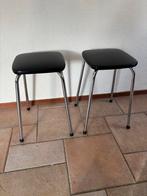Vintage Krukjes met Skai & Chroom (Set van 2), Huis en Inrichting, Gebruikt, Twee, Zwart, Ophalen of Verzenden