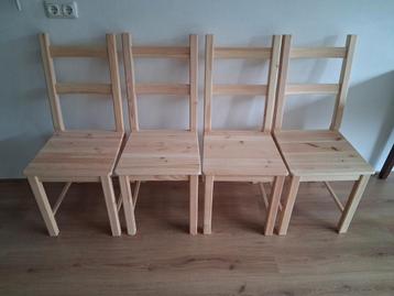 4 Ivar Ikea eetkamerstoelen, massief hout (grenen) - afbeelding 2