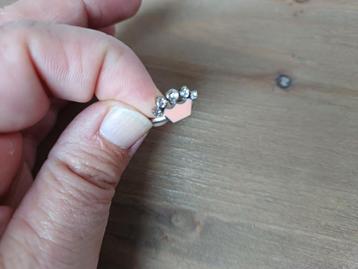 Zilverkleurige Ring met Roze Kroontje beschikbaar voor biedingen