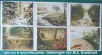 set van 6 ansichtkaarten, tekeningen van M.A. Koekkoek, Ophalen of Verzenden, 1980 tot heden, Ongelopen, Natuur