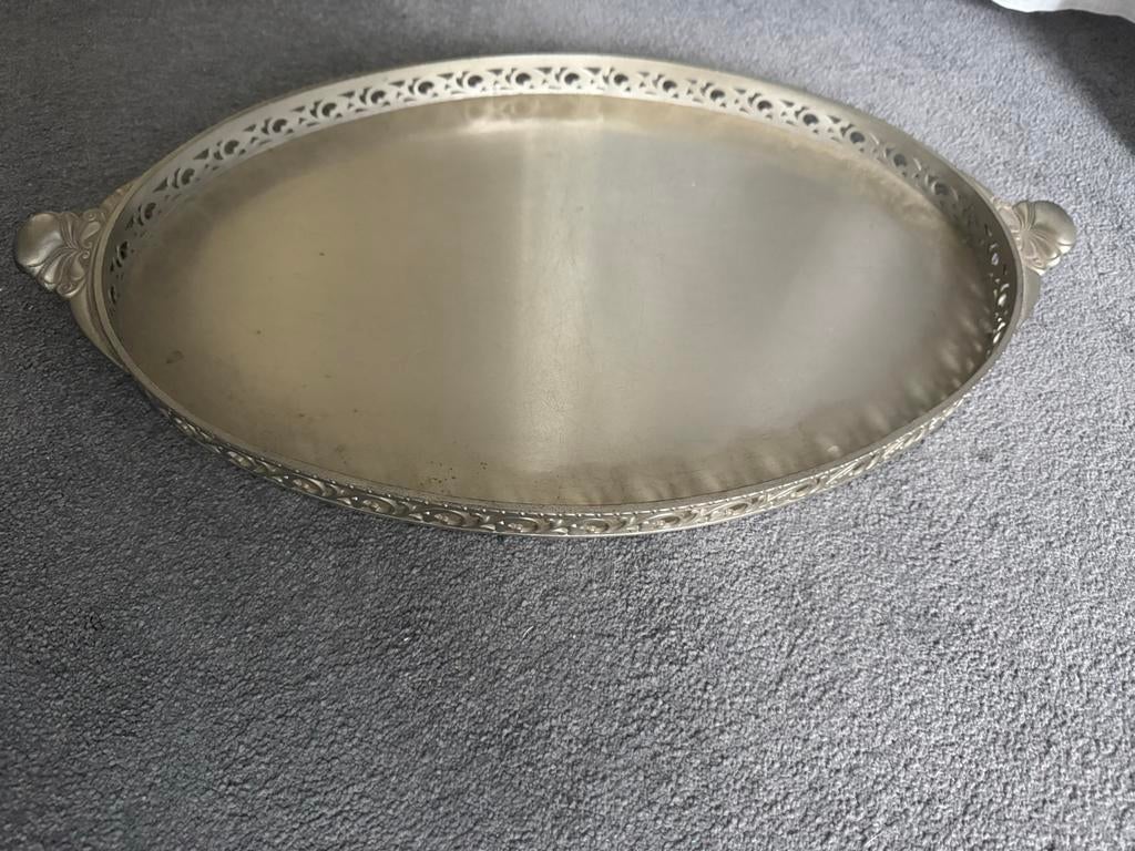 Groot tinnen dienblad / schaal  - 55x33 cm, Ophalen of Verzenden