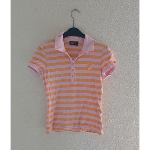 Roze/ oranje gestreept polo shirt van Esprit Sports maat 38, Kleding | Dames, T-shirts, Zo goed als nieuw, Maat 38/40 (M), Oranje