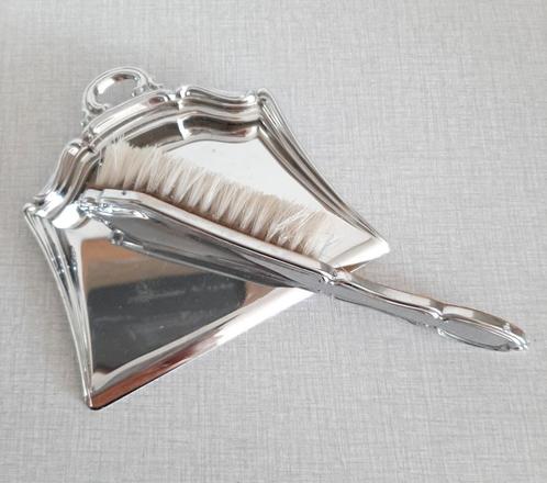 Vintage Frans set, klein stoffer en blik, zilverkleur, Huis en Inrichting, Keuken | Keukenbenodigdheden, Gebruikt, Ophalen of Verzenden