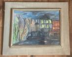 Stadsgezicht, expressionisme, tekening, vintage, abstract, Ophalen of Verzenden
