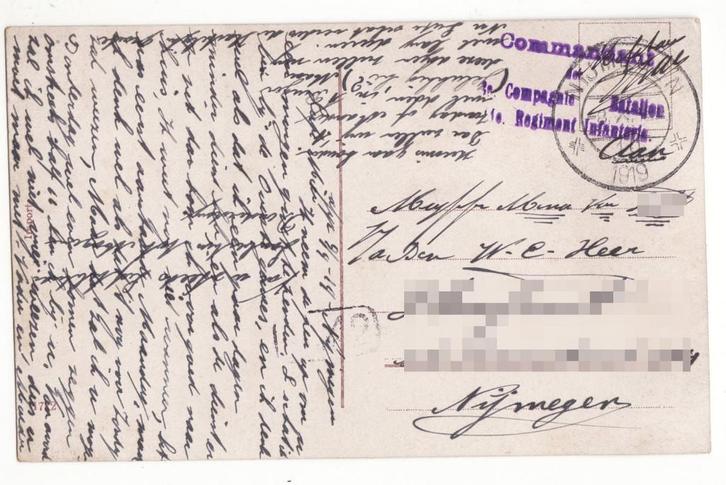 Stempel Commandant der 2e compagnie 11e regiment Infanterie, Verzamelen, Militaria | Algemeen, Landmacht, Overige typen, Nederland