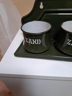 Donkergroen emaille zand zeep soda met goud bies, Ophalen