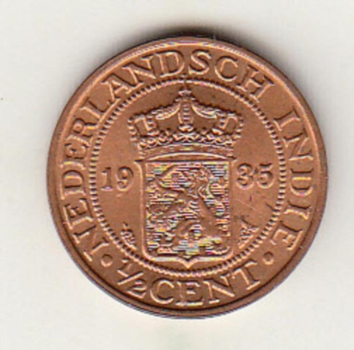 Ned. Indië - 1/2 cent 1935 P+ HOGE kwaliteit - KM#314.2, Postzegels en Munten, Munten | Nederland, Overige waardes, Koningin Wilhelmina