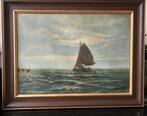 Olieverfschilderij zee botter skûtsje ingelijst zeegezicht, Ophalen of Verzenden