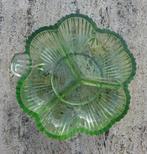 Groen Glas Sunflower / Zonnebloem schaal + Bonbon Bloem, Antiek en Kunst, Antiek | Glas en Kristal, Ophalen of Verzenden