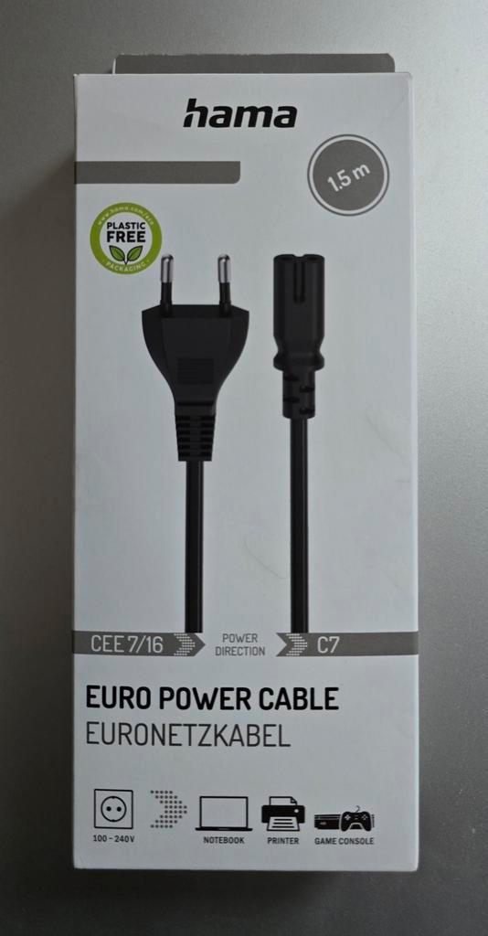 Hama C7 stroomkabel 1,5m (nooit gebruikt), Computers en Software, Pc- en Netwerkkabels, Nieuw, Ophalen of Verzenden