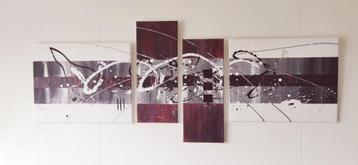 4-luik schilderij abstract rood-grijs beschikbaar voor biedingen