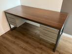 Bureau staal met houten blad - merk Trau - jaren 60, Ophalen, Gebruikt, Bureau