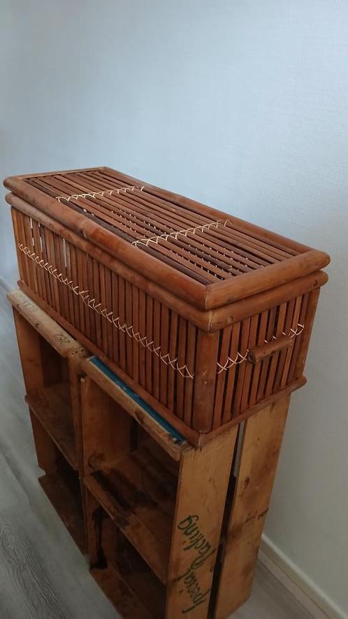 Vintage bamboe mand of kist, Huis en Inrichting, Woonaccessoires | Kisten, Gebruikt, Minder dan 50 cm, 50 tot 75 cm, Minder dan 50 cm