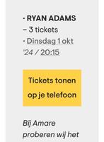 3x Ryan Adams tickets op 1 okt. 2024 Amare Den Haag!!!, Oktober, Drie personen of meer