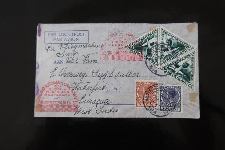 Luchtpostbrief Snip 1634-1934 Nederland Suriname Curacao, Postzegels en Munten, Brieven en Enveloppen | Nederland, Envelop, Ophalen of Verzenden