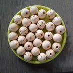 30 Houten kralen met gezichtjes, Ophalen of Verzenden, Zo goed als nieuw, Kraal