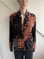 Faber vest maat 40 bruin zwart motief pu-leren details, Kleding | Dames, Maat 38/40 (M), Bruin, Ophalen of Verzenden, Zo goed als nieuw