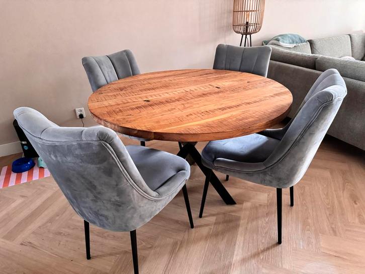 Mangohouten Eettafel - 130cm - Spinvoet, Huis en Inrichting, Tafels | Eettafels, Zo goed als nieuw, 100 tot 150 cm, Vier personen