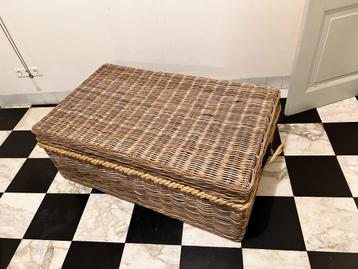 rieten mand houten hutkoffer doos opslag tafel meubel bak XL