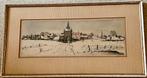 Fraaie oude kleuren ets Vianen gesigneerd Antoon van Hemert, Antiek en Kunst, Kunst | Etsen en Gravures, Ophalen