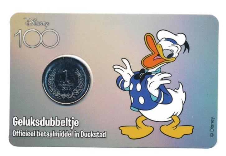 Dagobert Duck Geluksdubbeltje 2023 (Disney) in coincard, Postzegels en Munten, Penningen en Medailles, Overige materialen, Nederland