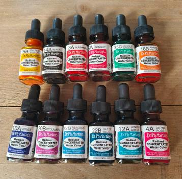 12x Dr Ph. martin's radiant concentrated watercolor beschikbaar voor biedingen