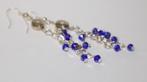 Oorbellen in zilver met nachtblauwe facetkraaltjes, Met kristal, Hangers, Blauw, Nieuw