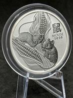 Australië Lunar 2 dollars Mouse 2020 zilver 2 oz (.999), Zilver, Ophalen of Verzenden