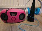Roze radio/cd-speler, Audio, Tv en Foto, Radio's, Met cd-speler, Ophalen of Verzenden, Zo goed als nieuw, Radio