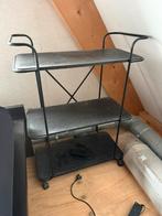Zwarte serveerwagen/bijzettafel/kastje, Huis en Inrichting, Ophalen, 50 tot 100 cm, Rond, Zo goed als nieuw