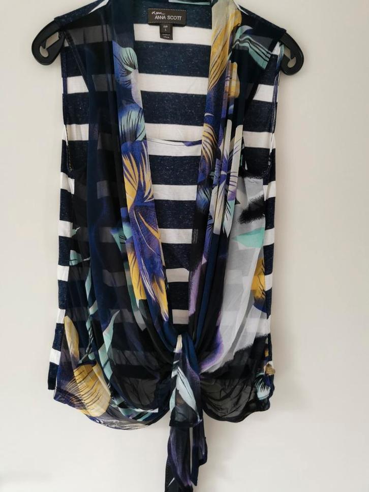 Top van Anna Scott, mt L, Kleding | Dames, Tops, Zo goed als nieuw, Maat 42/44 (L), Blauw, Zonder mouw, Ophalen of Verzenden