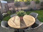 Tuinmeubel rond teak met hartmann stoelen, Tuin en Terras, Ophalen of Verzenden, Zo goed als nieuw, Teakhout