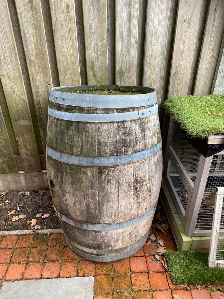 Wijnvat / regenton, Tuin en Terras, Bloembakken en Plantenbakken, Gebruikt, Hout, Tuin, 60 cm of meer, 60 tot 100 cm, Rond, Ophalen