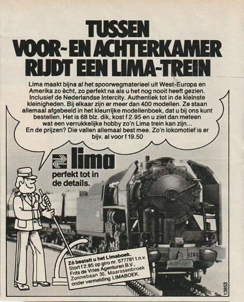 Retro reclame 1977 Lima trein modeltrein perfect in details, Verzamelen, Retro, Overige typen, Verzenden