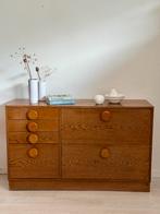 Vintage eiken brutalist dressoir / sideboard jaren 70, Huis en Inrichting, Kasten | Ladekasten, Minder dan 100 cm, 25 tot 50 cm