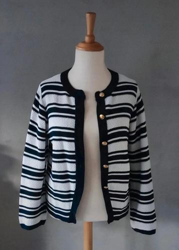 Marineblauw-wit gebreid vest maat 42 van Gallery beschikbaar voor biedingen