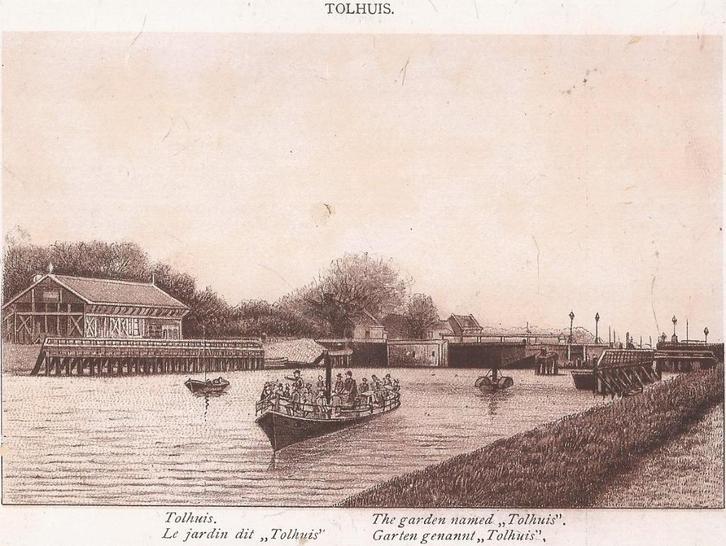 Buiksloot Tolhuis. Noordhollands Kanaal/Voorhaven Ca. 1890, Antiek en Kunst, Kunst | Etsen en Gravures, Ophalen of Verzenden