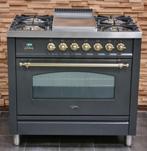 Luxe Fornuis Boretti 90cm antraciet + messing Frytop, Witgoed en Apparatuur, Fornuizen, Niet ingevuld, 60 cm of meer, Niet ingevuld