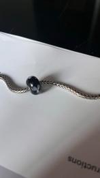 Zwarte kraal met klaver Trolbeads, Overige merken, Glas of Kristal, Ophalen of Verzenden, Zo goed als nieuw