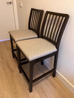 Twee Ekedalen barkrukken met rugleuning, Huis en Inrichting, Ophalen, Met voetsteun, 60 tot 90 cm, Zo goed als nieuw