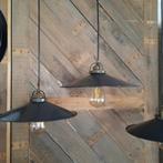 Zwart/grijs emaille hanglampen , franse emaille vintage lamp, Huis en Inrichting, Lampen | Hanglampen, Ophalen of Verzenden, Zo goed als nieuw