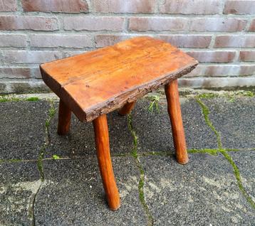 Plantentafel kruk ambachtelijk gemaakt hout gesigneerd uniek beschikbaar voor biedingen