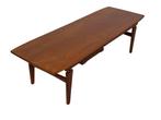 Vintage salontafel teak fineer jaren 60 design, Gebruikt, 100 tot 150 cm, Vintage, 50 tot 100 cm