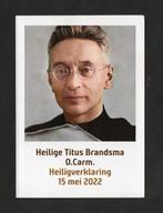 Bidprentje Titus Brandsma Carmeliet Heiligverklaring 2022., Verzamelen, Ophalen of Verzenden, Bidprentje