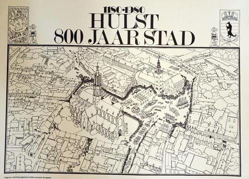Poster/druk Hulst 800 jaar stad 1980, Antiek en Kunst, Kunst | Litho's en Zeefdrukken, Ophalen of Verzenden