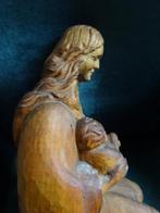 Groot Madonna En Kind Beeld Van massief Hout- onvoltooid, Ophalen