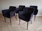 4 Zwarte Velvet Stoelen - Stijlvol en Comfortabel, Ophalen, Gebruikt, Zwart, Vier
